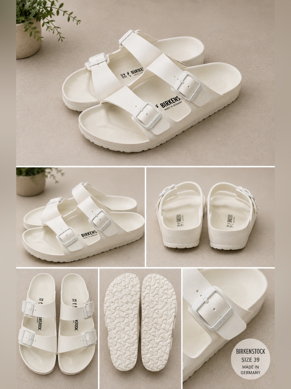 Birkenstock Kids White Double-Buckle EVA Sandals